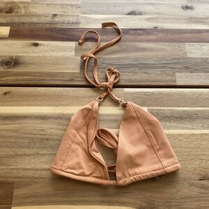 🆕 FREE PEOPLE X TOAST Signature Tie Tri Top in Sandstone Size M